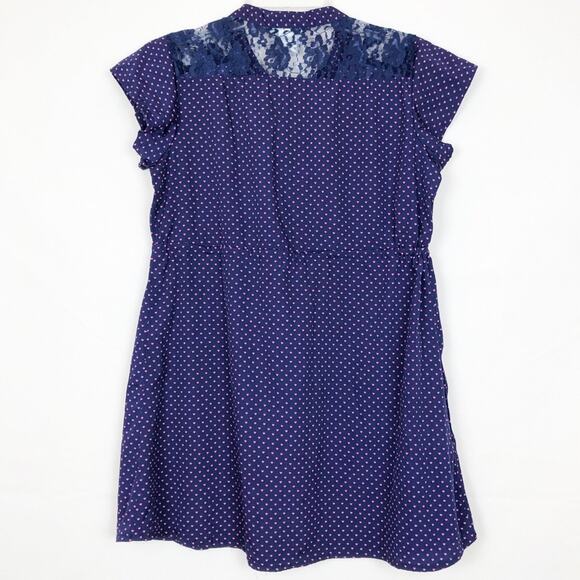 Rumor has it! Polka Dot Blue & Pink Tunic Top Size Small - Picture 2 of 6